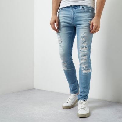 Light blue wash extreme rips skinny Sid jeans